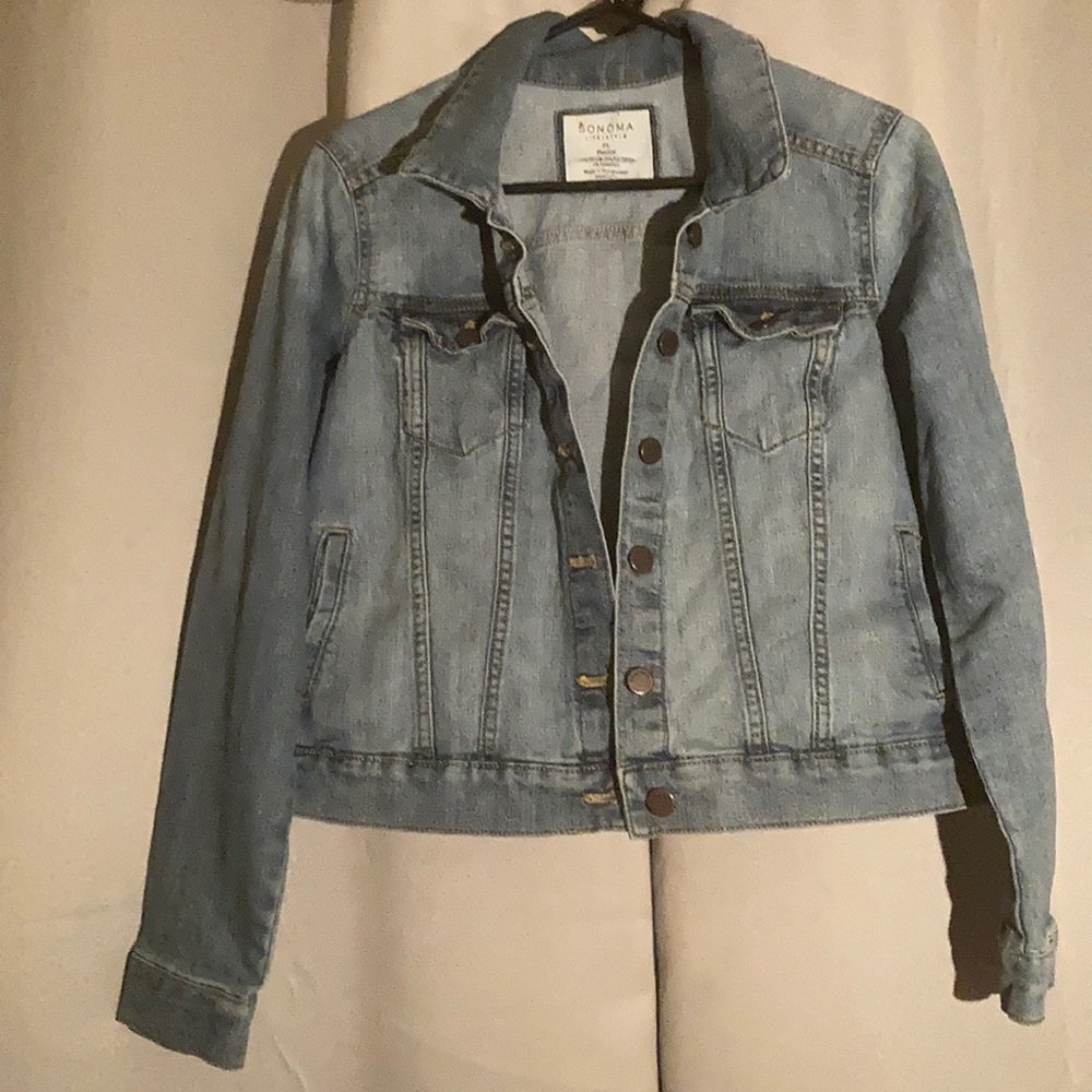 Sonoma Jean jacket hand painted sun/ocean scene